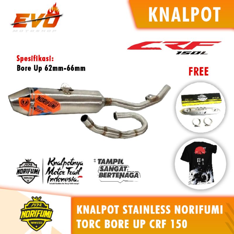knalpot norifumi crf 150 torc bore up stainlese