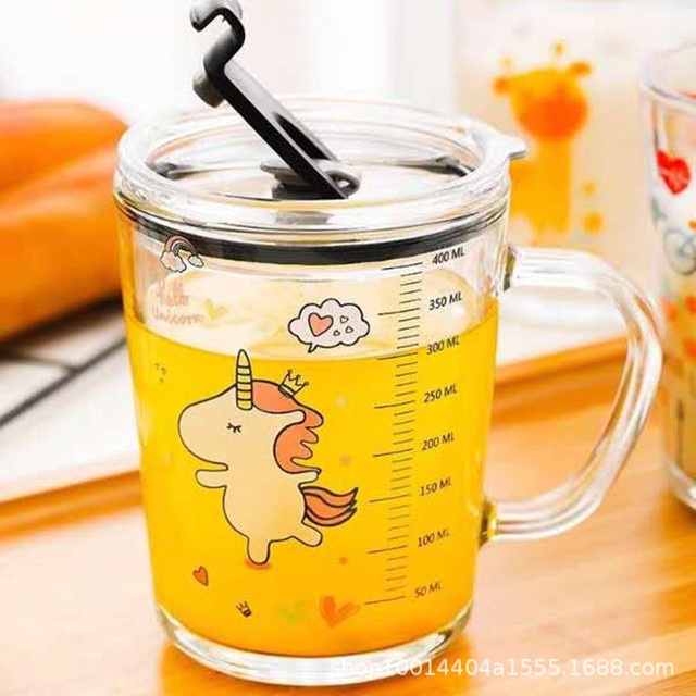 Gelas Kaca dengan sedotan Cangkir Mug Karakter