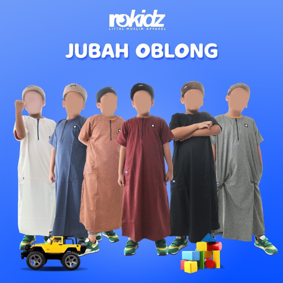 Jubah Oblong ROKIDZ Gamis Jubah Oblong Lengan Pendek Anak Laki-Laki