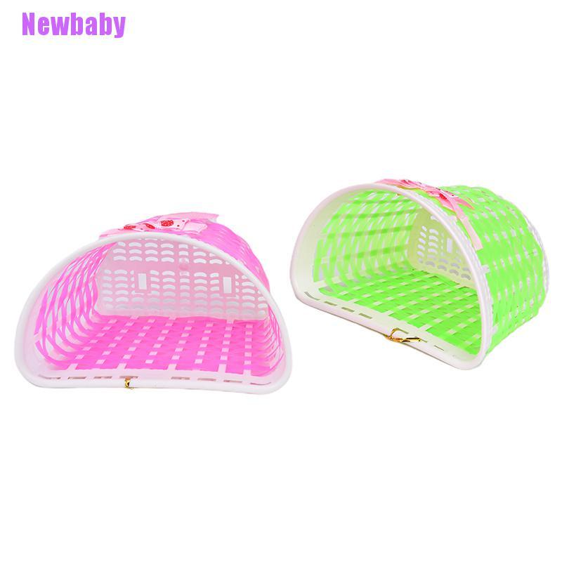 1pc Keranjang Depan Sepeda Anak Bahan Plastik Rajut Handmade