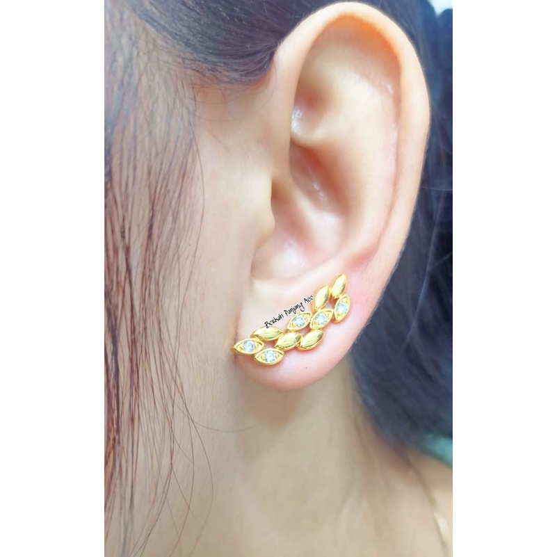 ANTING JALAR PERMATA MOTIF LOGAM emas18k Anti Karat