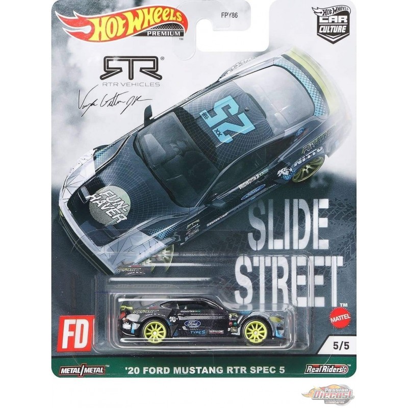 Diecast Hot Wheels SLIDE STREET 20 FORD MUSTANG RTR SPEC 5 Hitam HW Hotwheels Mobil Mainan Anak Car Culture Premium Scale 64