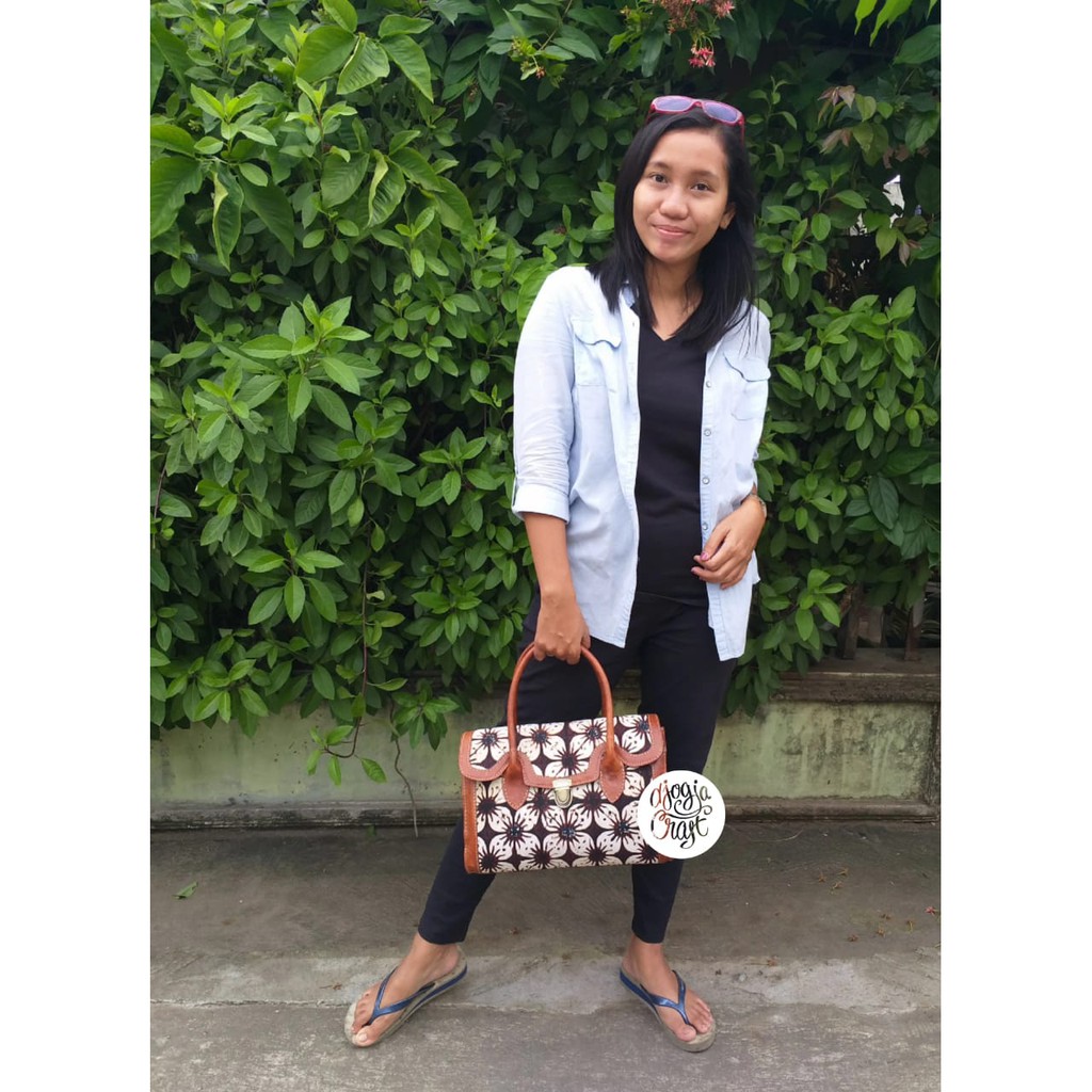 Tas Kulit Kombinasi Batik Herms