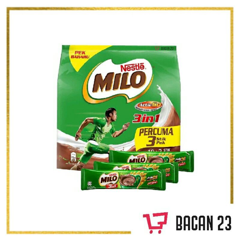 

Milo Activ-Go 3in1 Impor (18pcs x 33gr) / Susu Coklat Bubuk / Bacan 23 - Bacan23