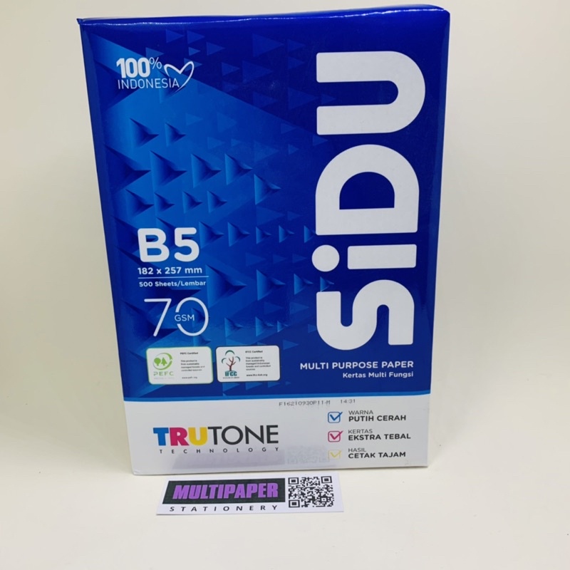 

Kertas HVS B5 Sidu 70 Gsm