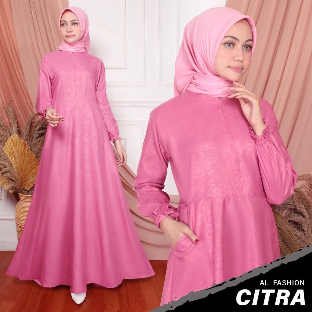 ABA agen baju HOMEDRESS muslim GAMIS wanita POLOS CITRA EMBOS ( DAPAT GAMIS AJA )-CITRA DUSTY