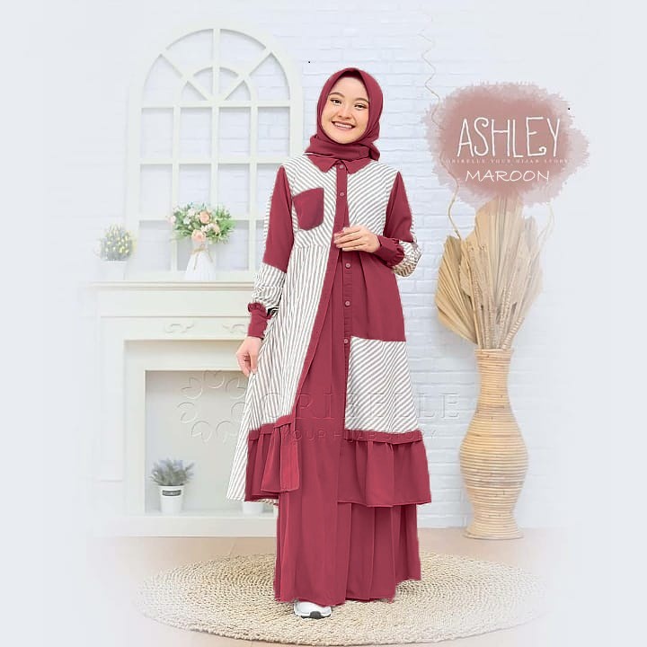 Ashley Kids Setelan Tunik Dan Rok Anak 6-13 Tahun / Setelan Rok Tunik Anak Perempuan / Baju Muslim A