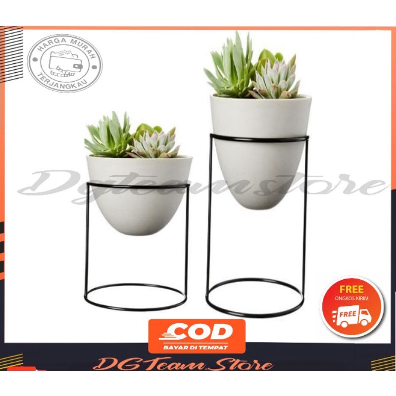 STANDING POT MINIMALIS  dudukan DAN tatakan BULAT 2 TIANG / STANDING POT BUNGA / tempat bunga/ RAK P