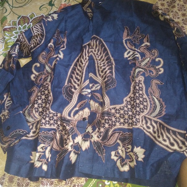 Kemeja Batik Pria Lengan Panjang Size M L Xl Xxl  Bswart Batik Hrb026 Kenongo Hem Panjang Padi