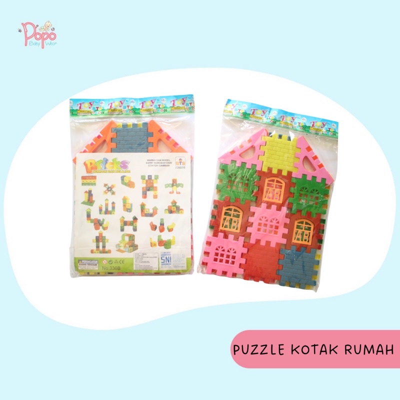 MAINAN EDUKASI PUZZLE BLOCK KOTAK /RUMAH / LEGO KOTAK