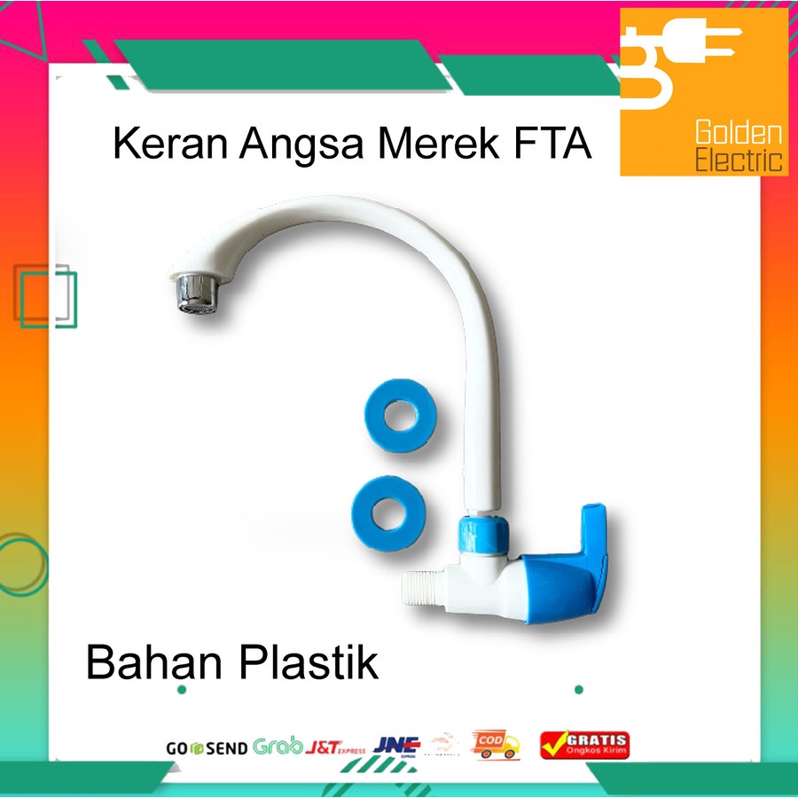 Kran Air Leher Angsa Plastik Wastafel Keran Bak Cuci Piring Merek FTA Wastafel Tembok Gelas Dinding ABS