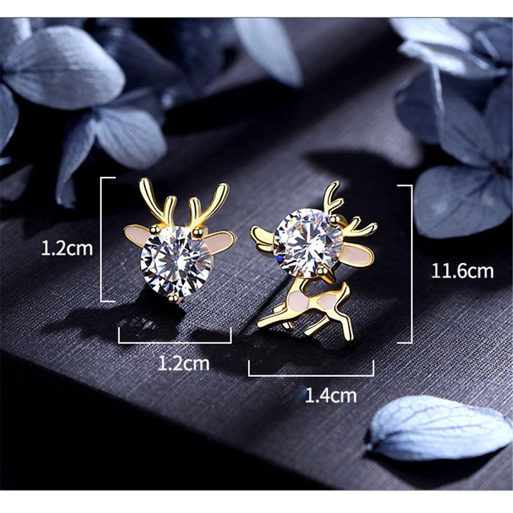 Anting Natal Nanas Hadiah Berlian Xmas Perhiasan Elk Stud Earrings