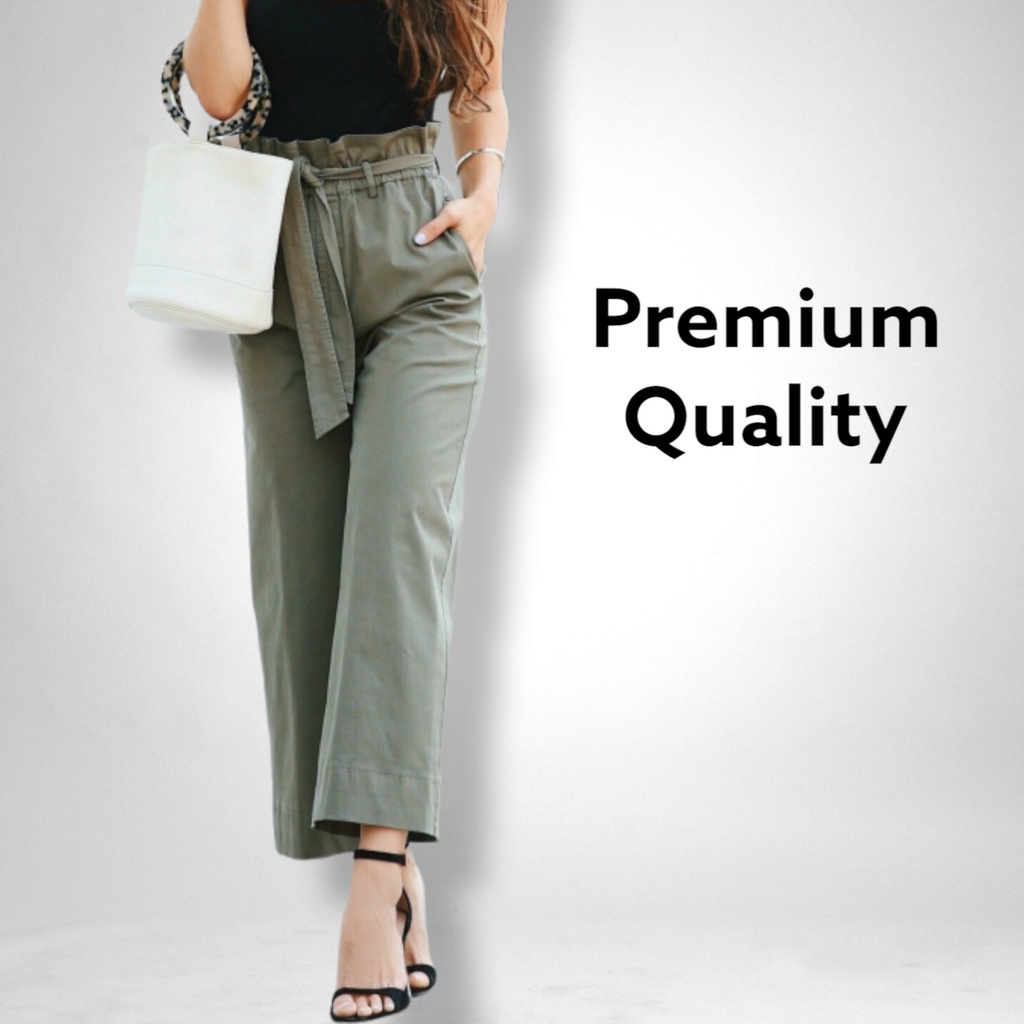 celana kulot wanita kekinian ala korea highwaist hw twenty two linen airflow