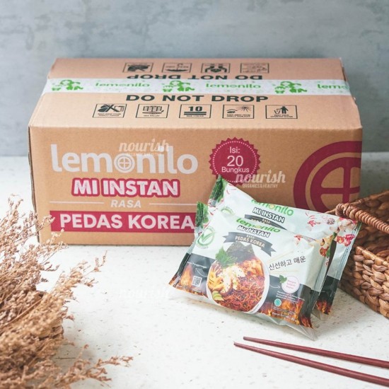 

Lemonilo mie instan rasa mie goreng/Pedas Korea 1 dus / karton Isi 20 pcs