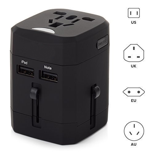 Loop Universal Adapter 4 in 1 US UK EU AU Plug with USB Port - GN-U303U - Black