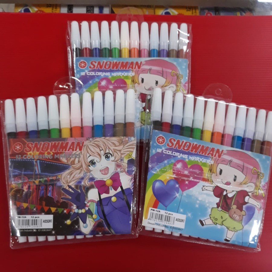 Spidol 12 warna - colouring markers Snowman