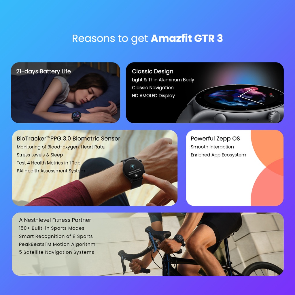 Amazfit GTR 3 Smartwatch HD AMOLED Display - Garansi Resmi