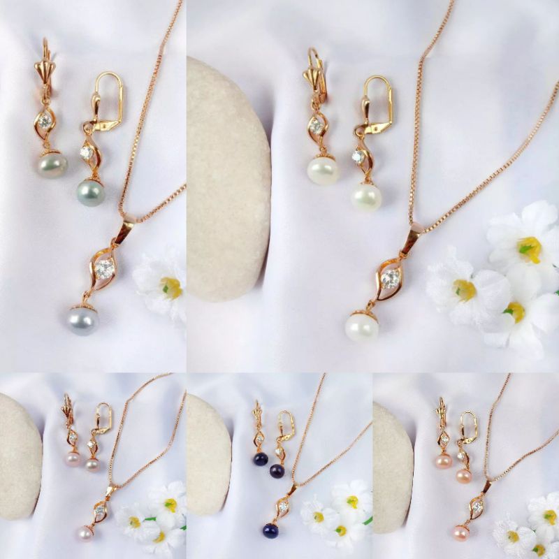 Set kalung anting mutiara lombok|Setelan kalung anting mutiara asli|Kalung mutiara lombok|Anting mut