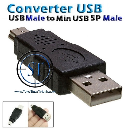 Converter On The Go Adapter Mini USB OTG 5-Pin To USB 2.0 Type A Male Konverter Penyambung Charger Data