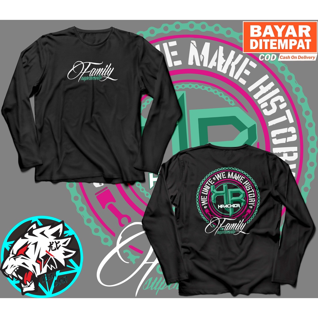 KAOS LENGAN PANJANG KRACKER SUPERMOTO FAMILY BIG SIZE JUMBO KAOS MOTOR PRIA WANITA