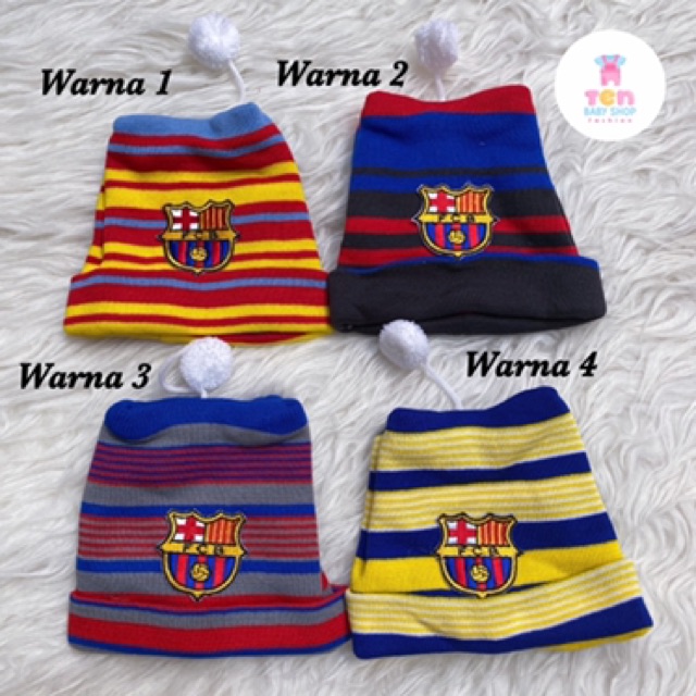 Topi Kupluk Segi Bayi / Topi Rajut Segi Bayi 0-6 bulan (Spiderman, Mickey, FCB)