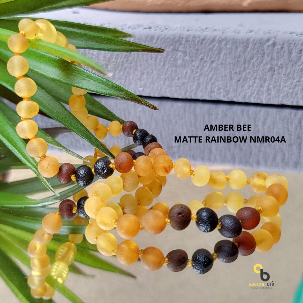 Kalung Amber Bayi &amp; Anak Premium Matte Three Colors By Amber Bee NMTC04