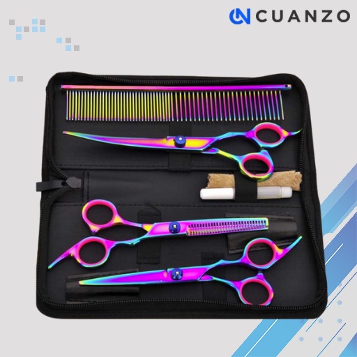 Set Gunting Grooming Bulu Hewan Peliharaan / Gunting Cukur Bulu Hewan Perawatan Bulu Peliharaan Kucing Anjing Kelinci Hair Cutter Dog Cat Import / Alat Potong Bulu Hewan Lengkap Sisir Sasak Barber Stainless Steel Tajam Tahan Karat / Perlengkapan Grooming