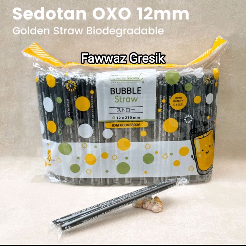 [100 pcs] Sedotan Lancip 12mm Steril / Sedotan Boba 12mm x 21cm