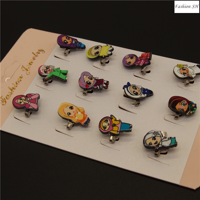 12pcs cartoon character cute personality creative badge coat brooch