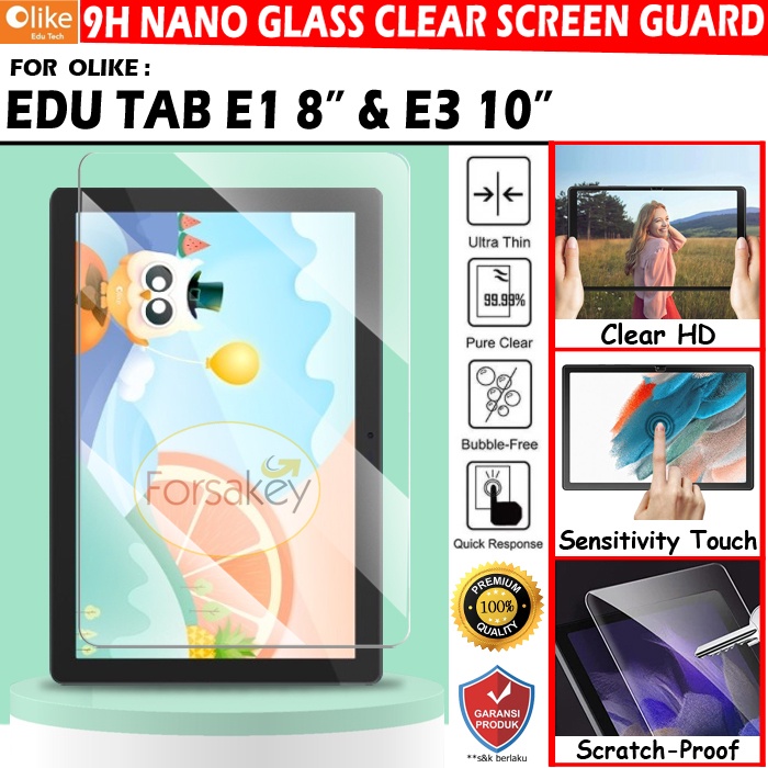 Olike Edu Tab Edutab E1 E3 Tab Tablet 8 10 Inch Inci Tempered Glass Screen Guard Protector Anti Gore