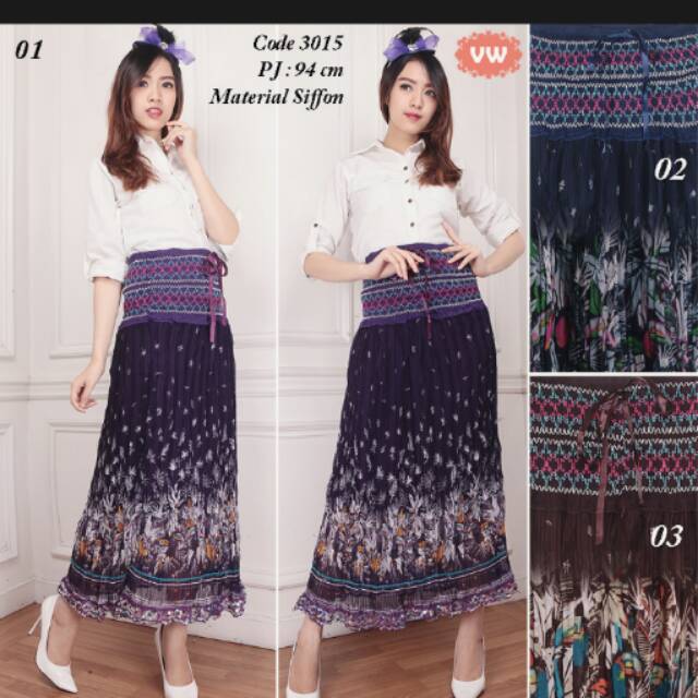 Rok bahan plisket furing sifon