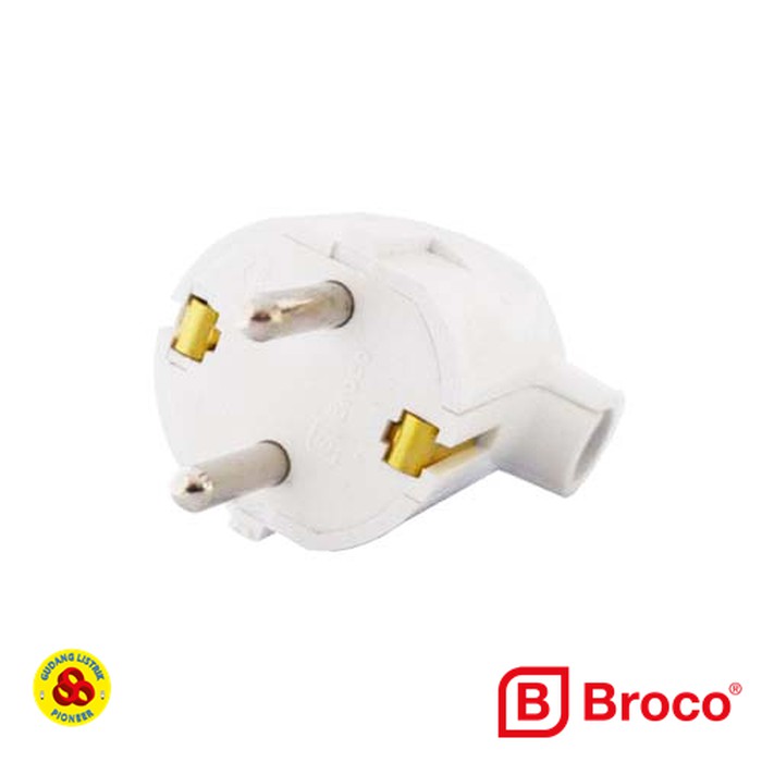 Broco Steker Arde L 13312 Bulat Putih Sideway Plug Colokan Samping