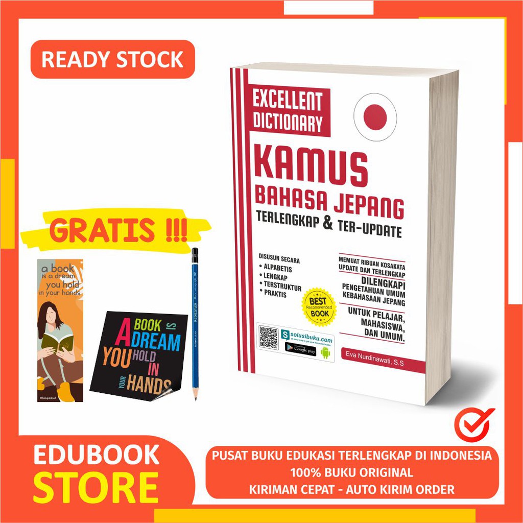 

Kamus Bahasa Jepang: Excellent Dictionary - Cemerlang Publishing - Bonus Pensil 2b, Bookmark, Stiker