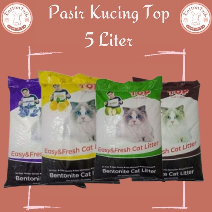 Pasir Kucing TOP 5ltr / Pasir Gumpal Wangi / Pasir Top 5 Liter