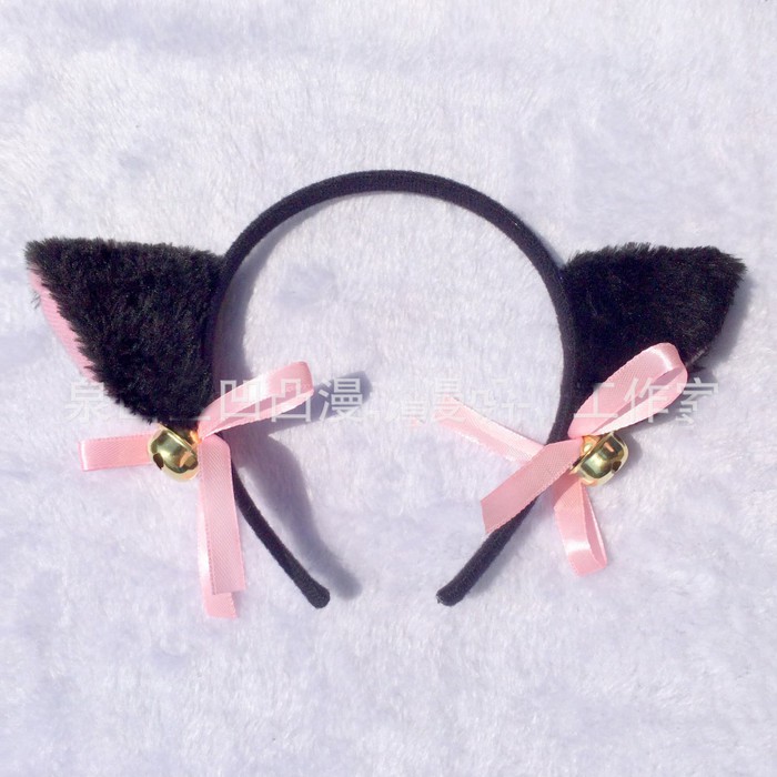 HBNK kawaii nekomimi bando kuping kucing neko cat hairband black white