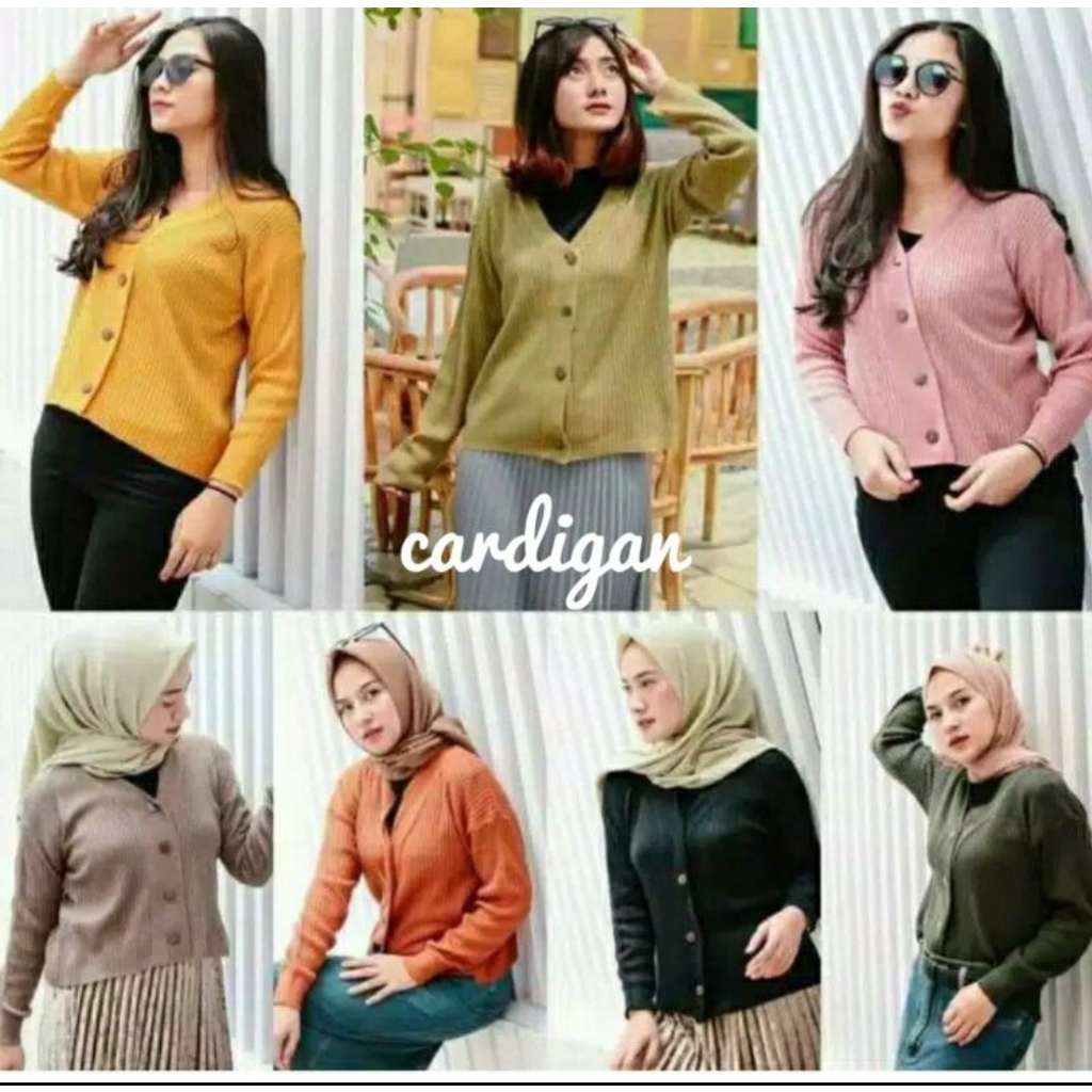 CARDIGAN KANCING BATOK RAJUT CROP LENGAN PANJANG WANITA// BAJU RAJUT ATASAN CEWEK