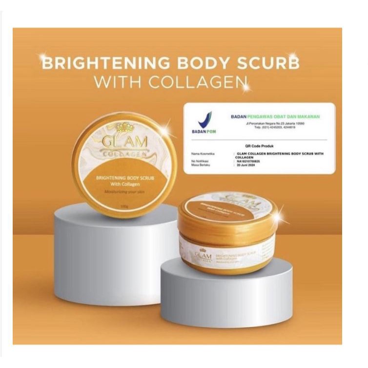 [BPOM] Glam Collagen Brightening Body Scrub with Collagen 100g 100%Ori Lulur Mandi Badan