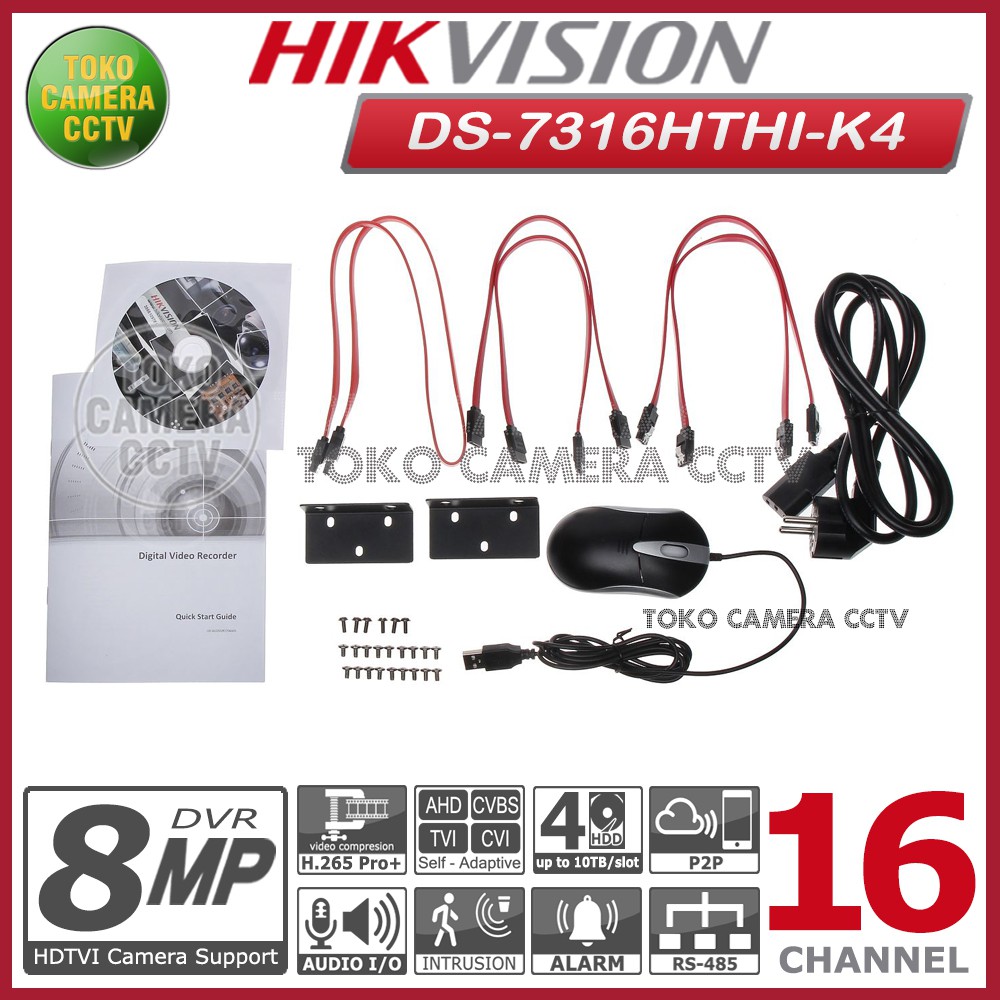 DVR HIKVISION 16 CHANNEL DS-7316HTHI-K4 DVR CCTV 16 CH 8MP 4K