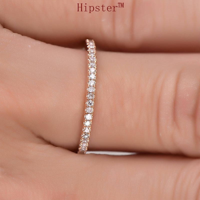 New Hot Sale Simple and Stylish Personality Rose Gold Inlaid Single Row Diamond Ring