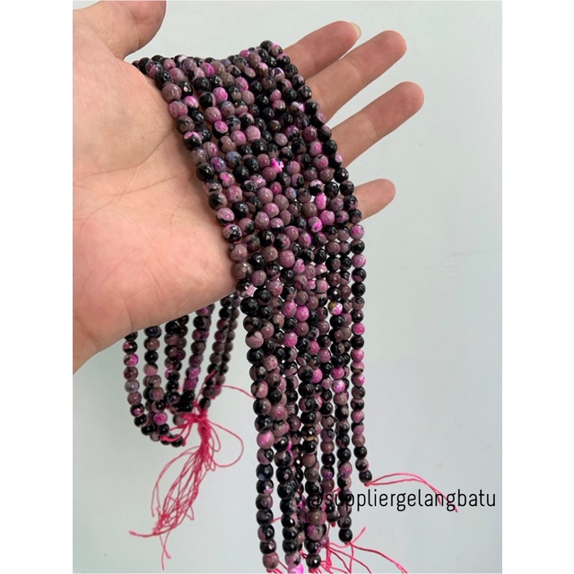 batu CARNELIAN UNGU FACETED BEADS 6mm cutting bahan gelang kalung