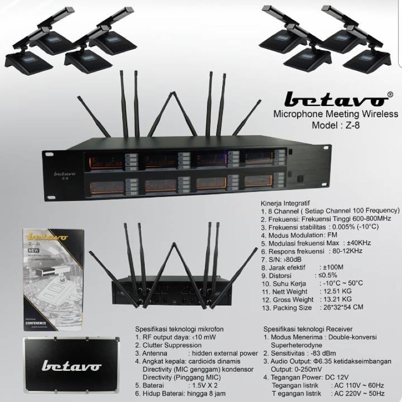 mic meja meeting wireless BETAVO Z8-microphone tanpa kabel BETAVO Z-8