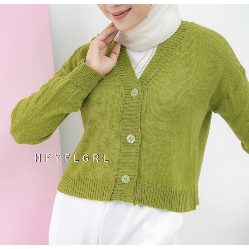 GFS Balona Cardigan Rajut Wanita Lengan Balon all size (ld 100-114)-Okti melon
