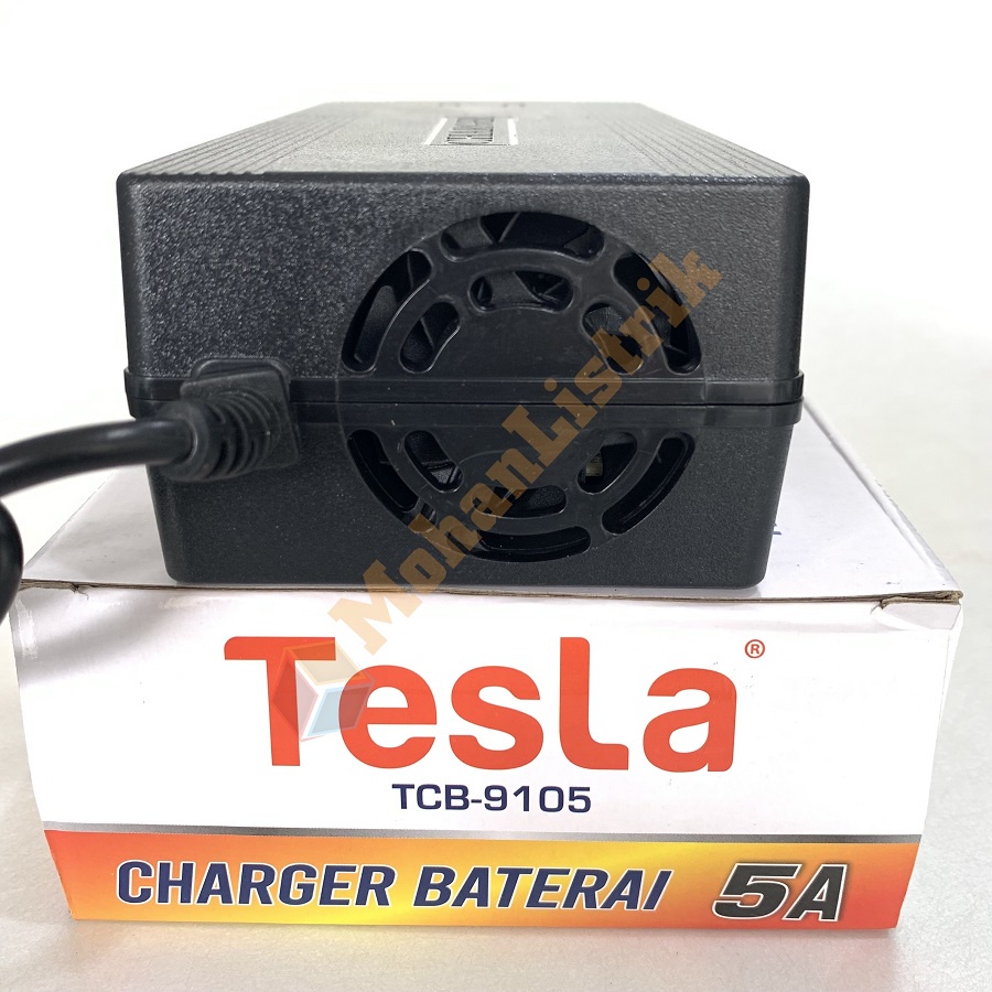 Pengecas Cas Aki Tesla 5 Ampere Charger Baterai Aki 5A 12V Batre Battery Cas Aki Otomatis Murah