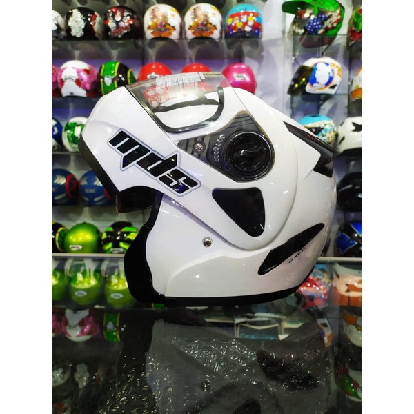 MDS HELM PRO RIDER SOLID WHITE MODULAR DOUBLE VISOR ONGKIR TERMURAH 2KG