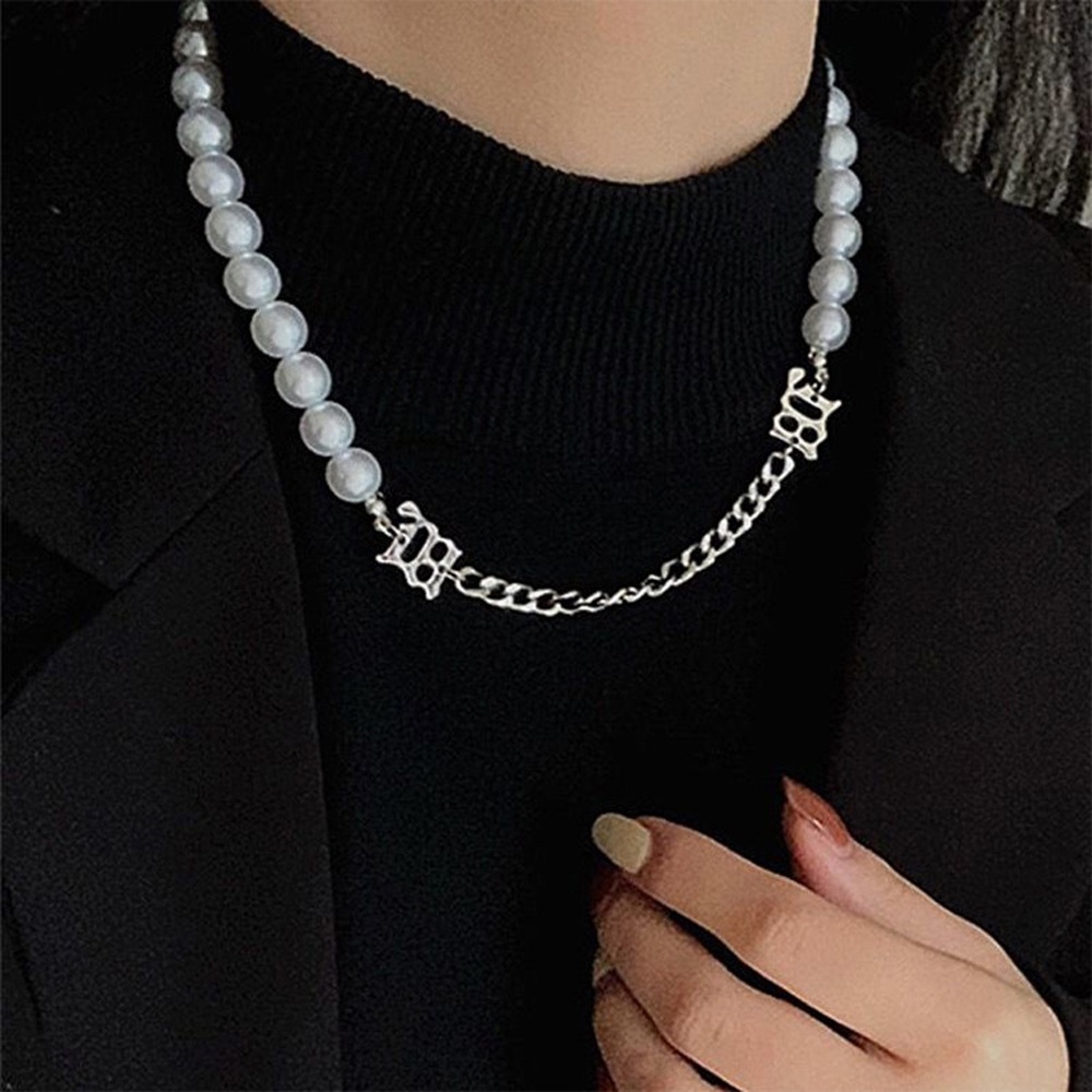 Needway  Cool Pearl Necklaces Men Pendants Clavicle Chain Letter Trendy Punk Ghost Cactus Fashion Jewelry Choker