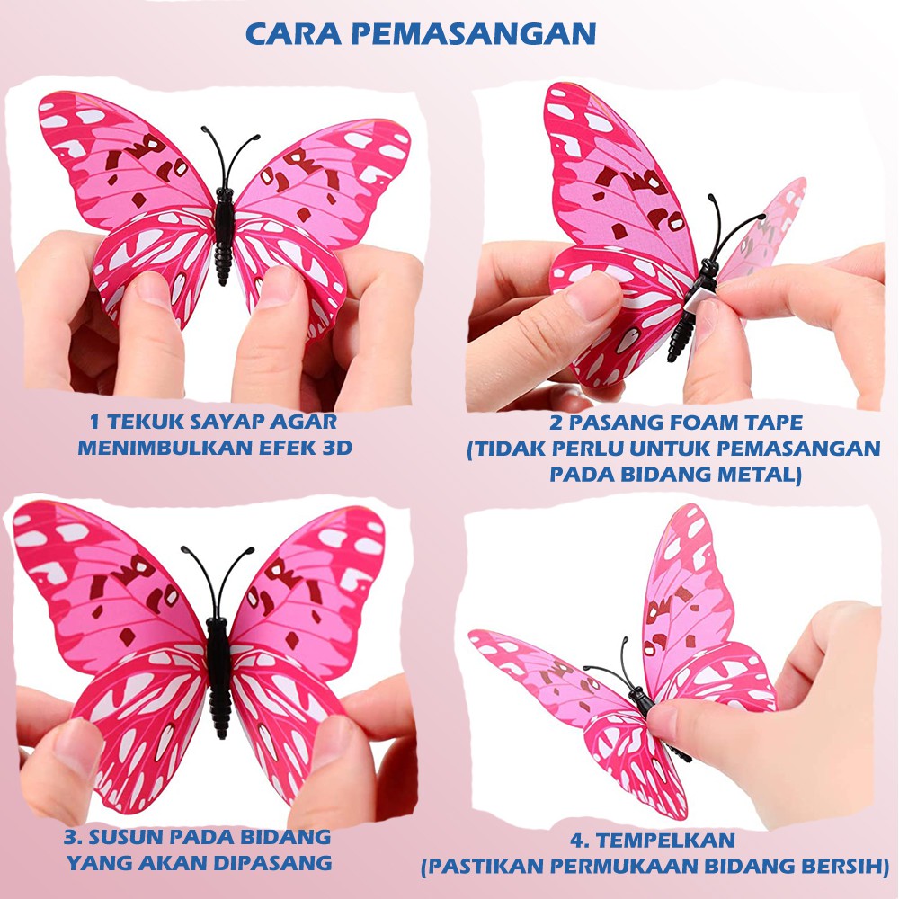 Stiker Kupu-kupu Dinding 3D/ Butterfly Wall Art Decoration - LPM Shop