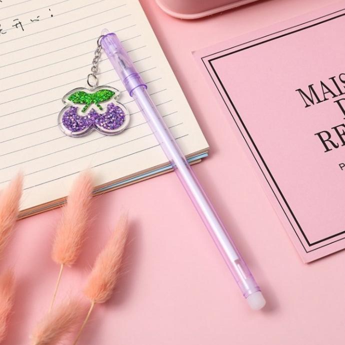 

Pulpen manik strawberry cherry lucu - cherry purple