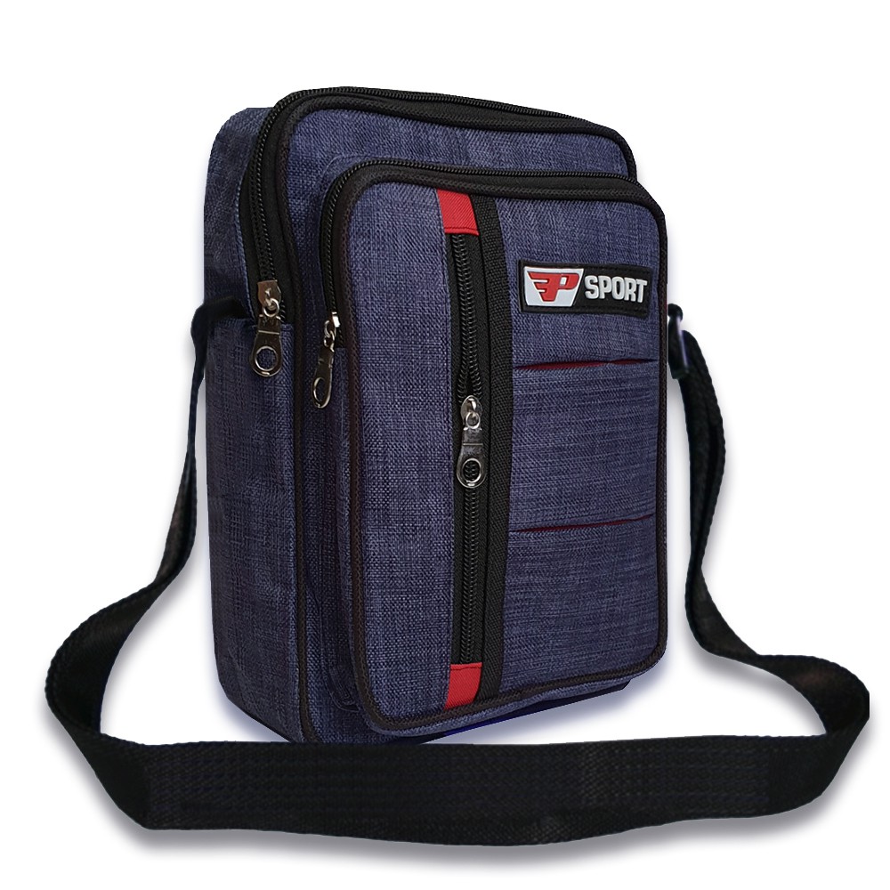 SHOPEE 7.7 BOMBASTIS SALE!! SPORT Tas Selempang Pria Wanita Unisex Slingbag Pria SPORT0101 Bahan Kanvas - Blue