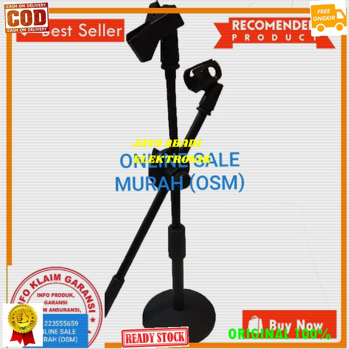 G111 ORIGINAL BEYERMIC STAND MIC KAKI BULAT HOLDER STANDING PENDEK DUAL MICROPHONE MIK PENYANGGA UNI