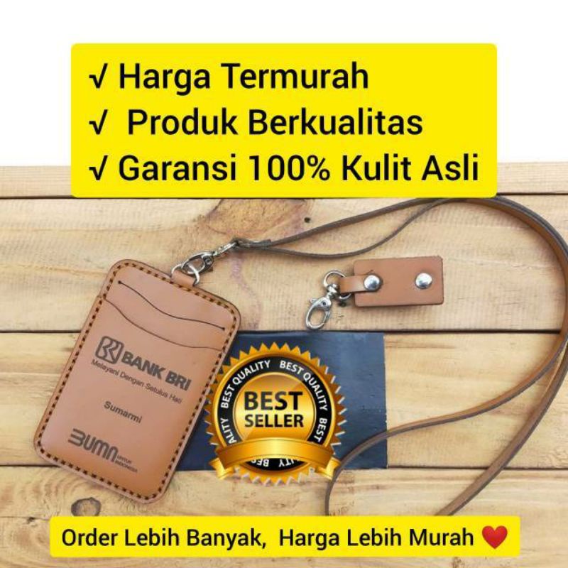 

name tag kulit custom logo dan nama